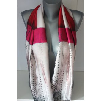 Foulard imprimÃ© beige et rouge