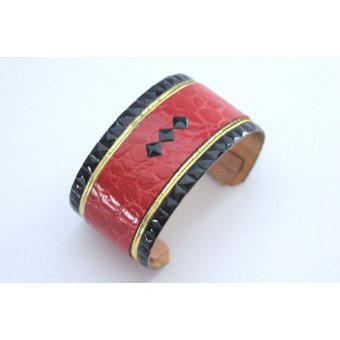 Bracelet cuir rouge et noir by EmmafashionStyle