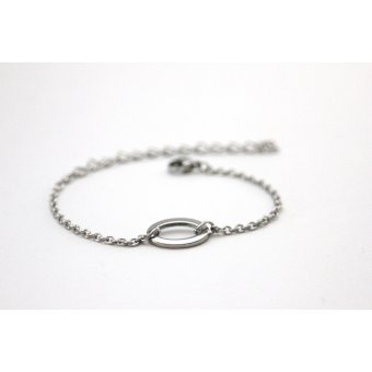 Bracelet minimaliste anneau ovale en acier 