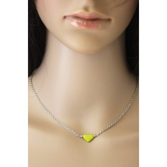 Collier acier et perle triangle vert anis