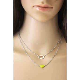 Collier acier et perle triangle vert anis