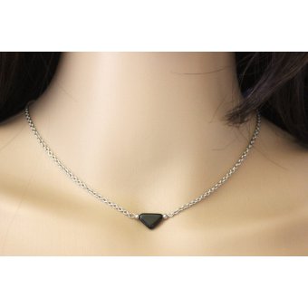 collier eas du cou acier perle noire