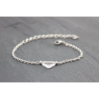 Bracelet acier et perle triangle cristal