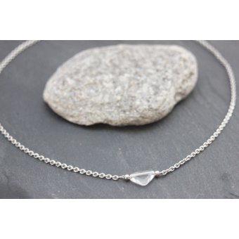 collier acier ras du cou et perle cristal