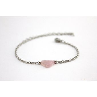 Bracelet acier et perle triangle rose pastel