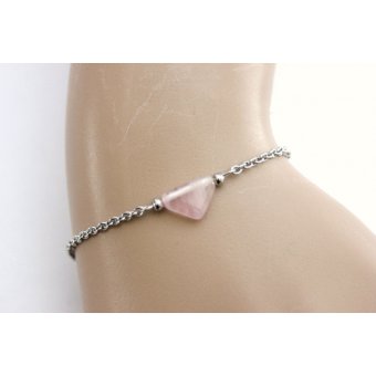 bracelet ethnique acier et perle rose