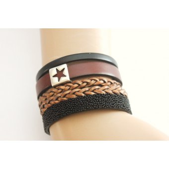 bracelet cuir marron et noir by EmmaFashionStyle