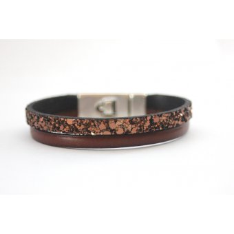 Bracelet marron en cuir et paillettes fermoir by EmmaFashionStyle