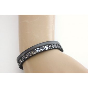 Bracelet en cuir gris pour femme 