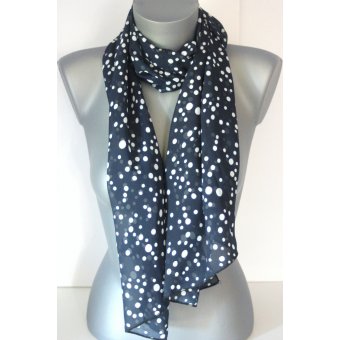 Foulard bleu marine imprimÃ©e pois blanc 