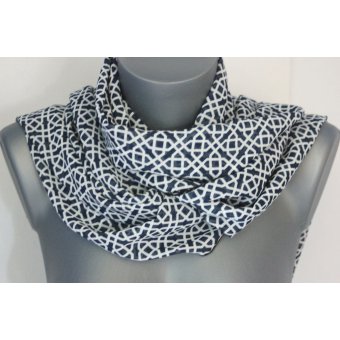 Foulard en mousseline noire imprimée pois blanc 