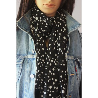 foulard imprimÃ© pois noir et blanc