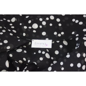 Foulard noir imprimé pois blanc 