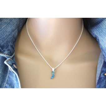 collier minimaliste argent et swarovski bleu