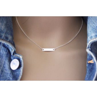 Collier argent médaille rectangle minimaliste