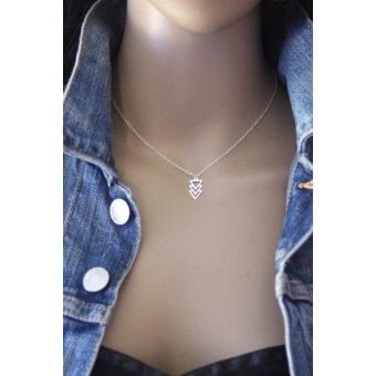 Collier argent massif pendentif 3 triangles