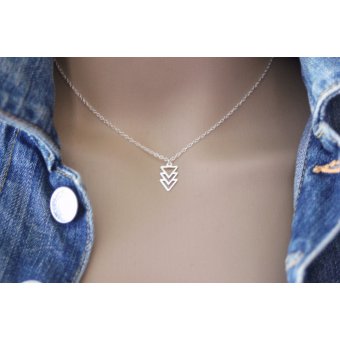 Collier argent massif pendentif 3 triangles