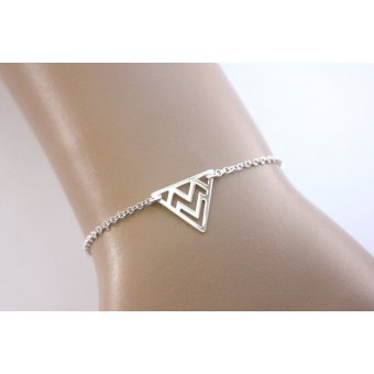 Bracelet argent massif triangle ethnique