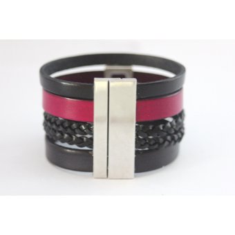 bracelet cuir noir et prune 