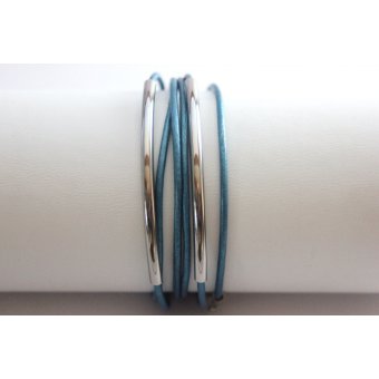 bracelet multi-rangs cuir et acier inoxydable by EmmaFashionStyle