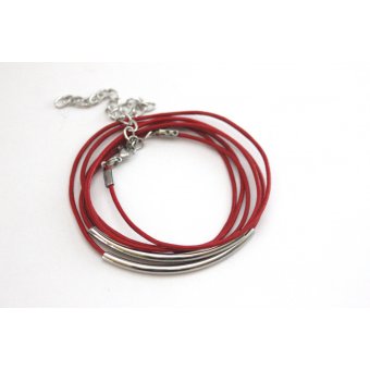 bracelet multi-rangs cuir rouge et acier by EmmaFashionStyle