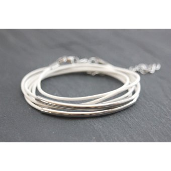 bracelet multi-rangs cuir blanc et acier by EmmaFashionStyle