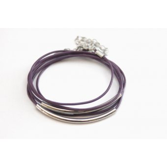 bracelet multi-rangs en cuir violet et acier by EmmaFashionStyle