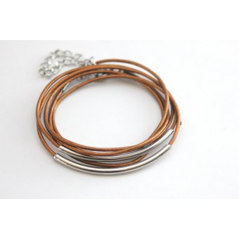 bracelet cuir bronze et acier by EmmaFashionStyle