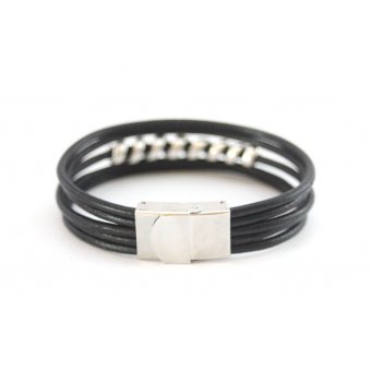 Bracelet cuir noir homme by EmmaFashionStyle