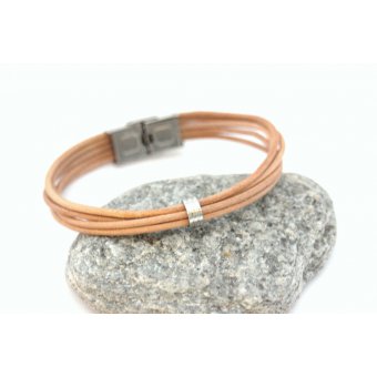 bracelet homme en cuir naturel et acier