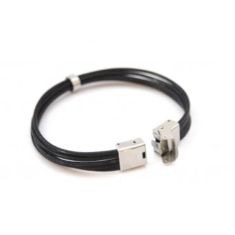 Bracelet homme en cuir noir et perle acier