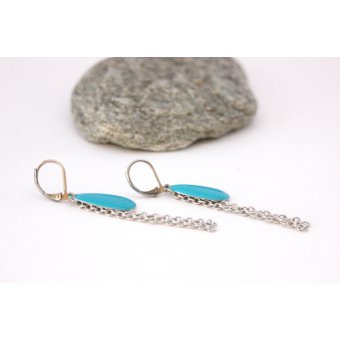 Boucles d'oreilles sequin Ã©maillÃ© turquoise