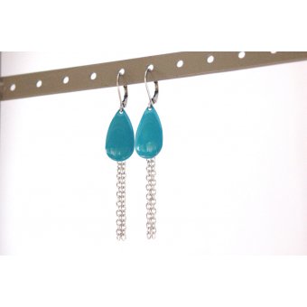 Boucles d'oreilles sequin émaillé turquoise