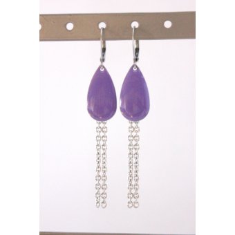 boucles d'oreilles violet et chainettes