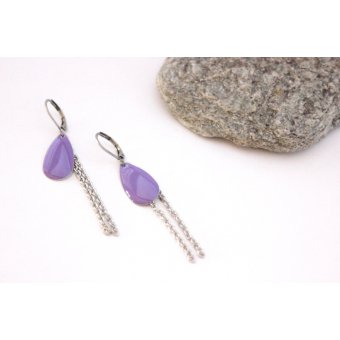 Boucles d'oreilles sequin émaillé violet