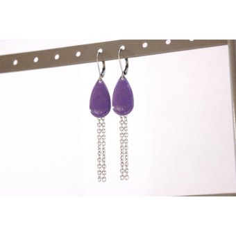 Boucles d'oreilles sequin émaillé violet