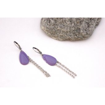 boucles d'oreilles acier inoxydable et sequin Ã©maillÃ©