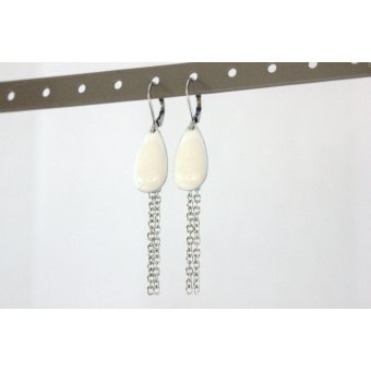 Boucles d'oreilles sequin émaillé blanc