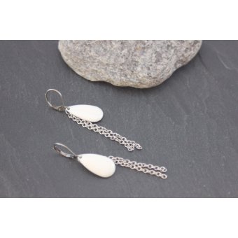 Boucles d'oreilles sequin émaillé blanc