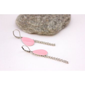 Boucles d'oreilles sequin Ã©maillÃ© rose