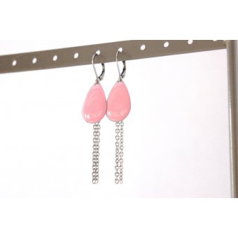 Boucles d'oreilles sequin émaillé rose