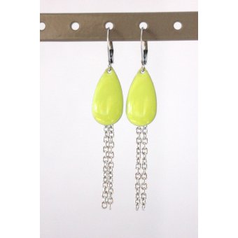 Boucles d'oreilles acier et sequin Ã©maillÃ© vert