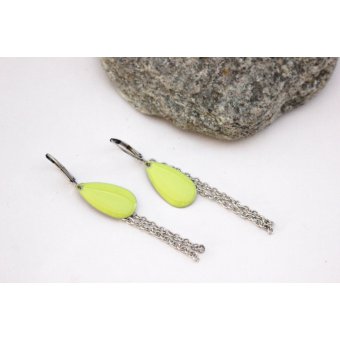 Boucles d'oreilles sequin émaillé vert anis