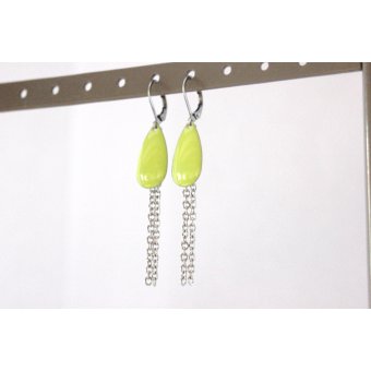 Boucles d'oreilles sequin émaillé vert anis