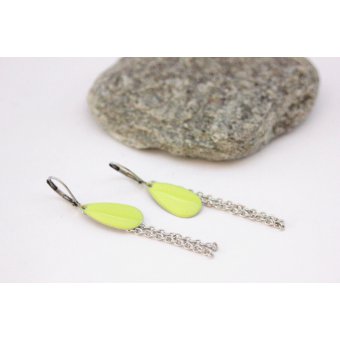 Boucles d'oreilles sequin émaillé vert anis