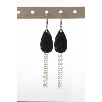 Boucles d'oreilles acier et sequin noir