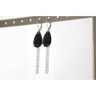 Boucles d'oreilles sequin émaillé noir