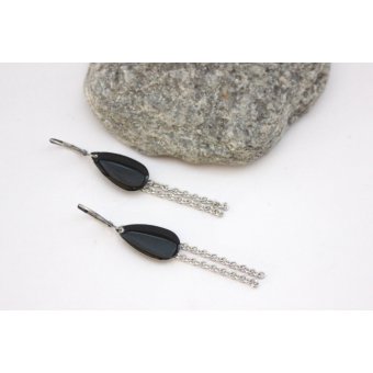 Boucles d'oreilles sequin émaillé noir