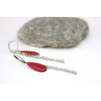 Boucles d'oreilles sequin Ã©maillÃ© rouge