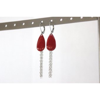 Boucles d'oreilles sequin émaillé rouge